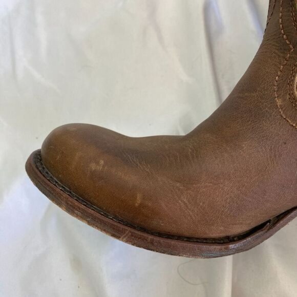 Lane PLAIN JANE PJ Brown Cowboy Boots Booties Size 6 Short Leather Western Ankle - Picture 5 of 11